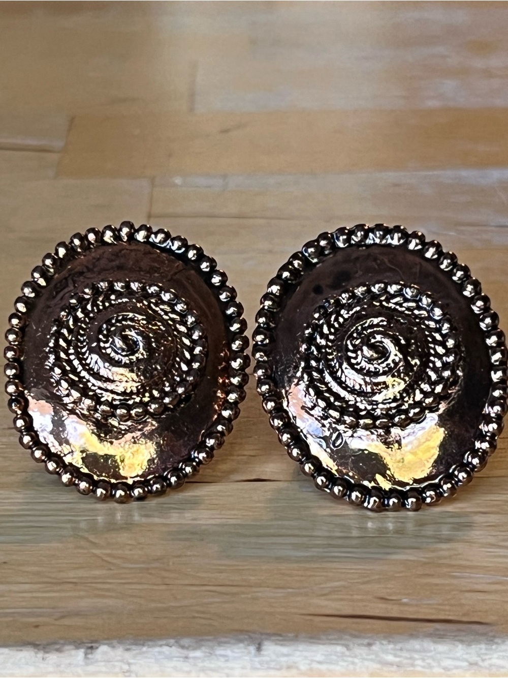 Vintage Statement Clip-On Earrings Copper Tone 2.5”